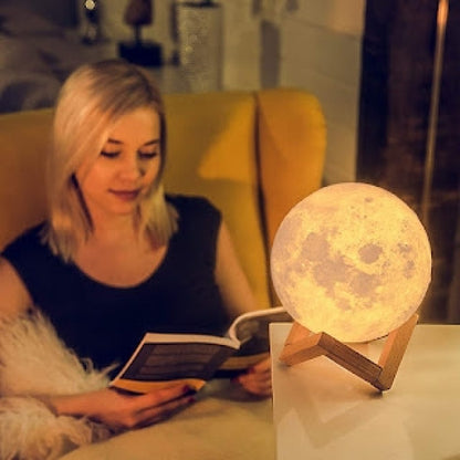 Moon Lamp Night Light With Wooden Stand