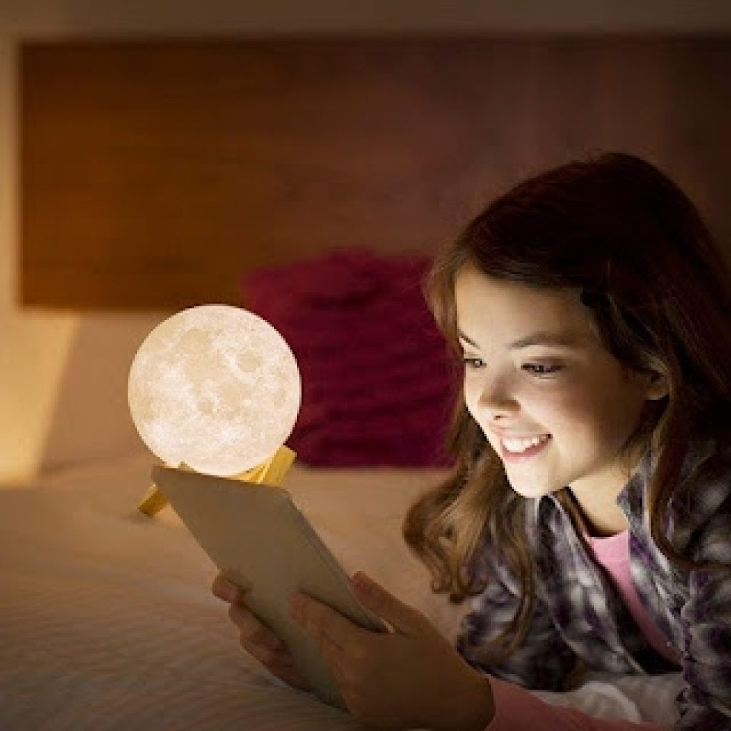 Moon Lamp Night Light With Wooden Stand