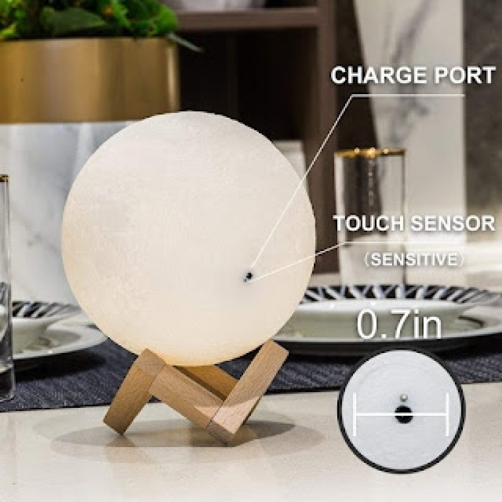 Moon Lamp Night Light With Wooden Stand